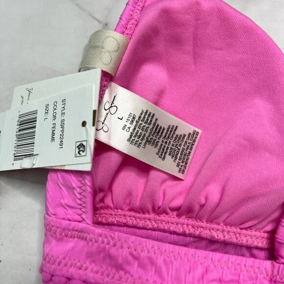 Jessica Simpson Pretty in Pique Cross Back Tankini Top Pink Size L New - Picture 6 of 6